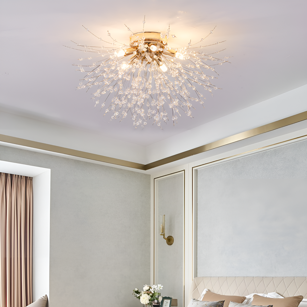Люстра золота стельова з намистинами Кульбаба D-55cm G9 Gold Dandelion 250618-100005052