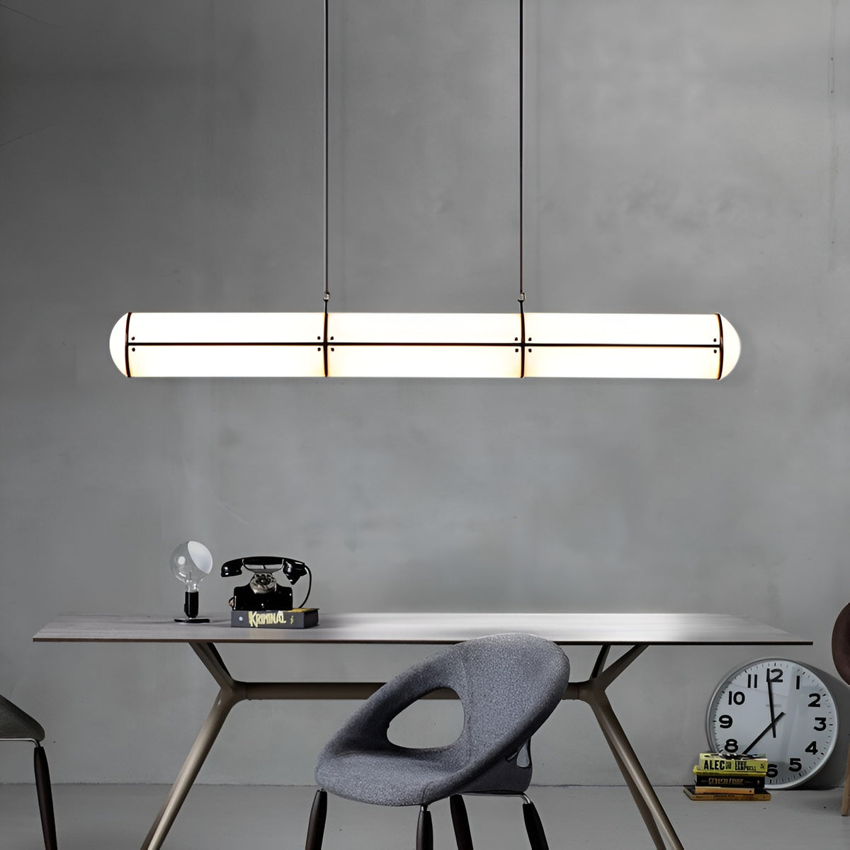 Підвісна люстра чорна з 3-х розмірах L-128/150/210 cm Led White+Black Tube long 250958-100005923