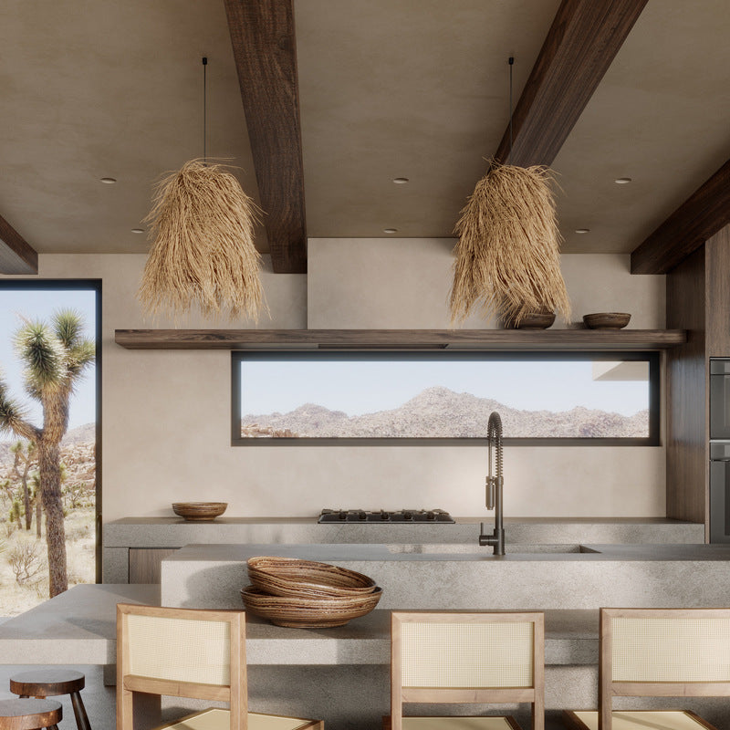 Підвісна люстра еко з лози H-80 cm E27 Beige Withe 251131-100006565