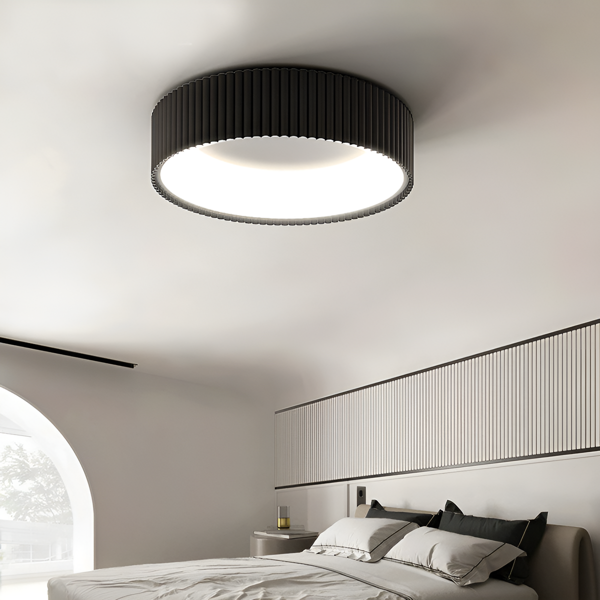 Стельові світильники у 2-х розмірах з пультом 3000K-6000K D-45cm Led 60W / D-60cm Led 72W Black Ceiling Gofre 250819-100005804