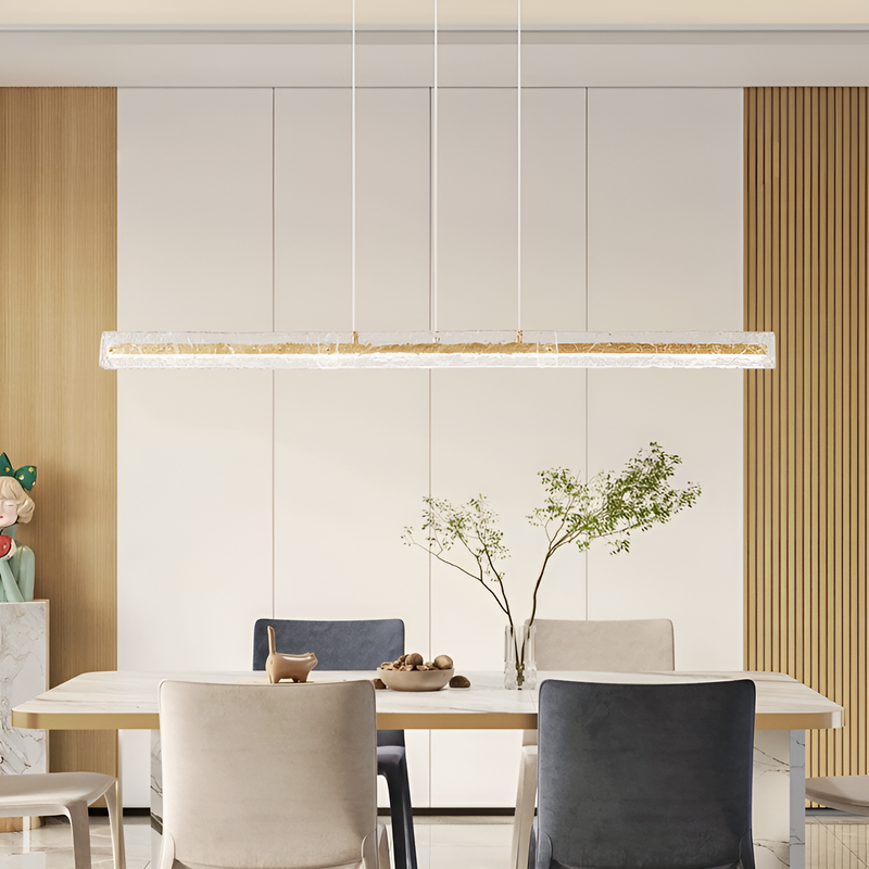 Підвісна люстра L-127 cm Led 32W 3000K 4000K 6000K Gold Fused glass 250758-100005694