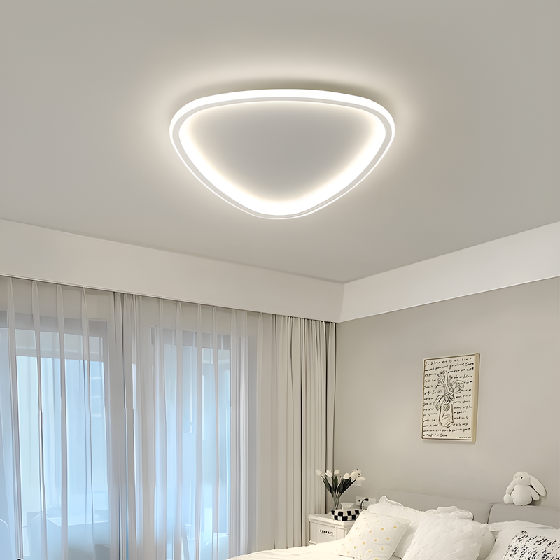 Ультратонка стельова біла трикутна люстра з пультом керування L-40 cm Led 60W White Rondo 250864-100005735