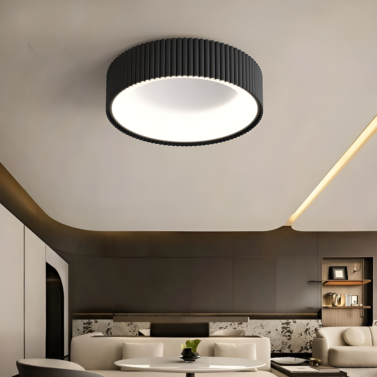 Стельові світильники у 2-х розмірах з пультом 3000K-6000K D-45cm Led 60W / D-60cm Led 72W Black Ceiling Gofre 250819-100005804