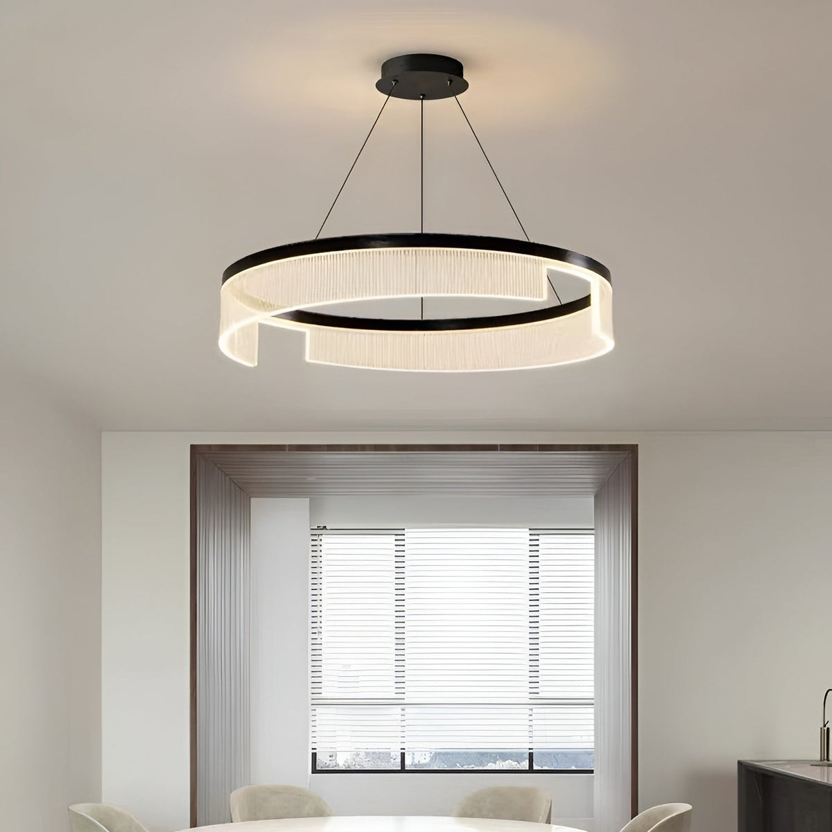 Підвісні люстри чорні D-60 cm / D-80 cm Led 4000K Black Circle Jelly 250918-100002045