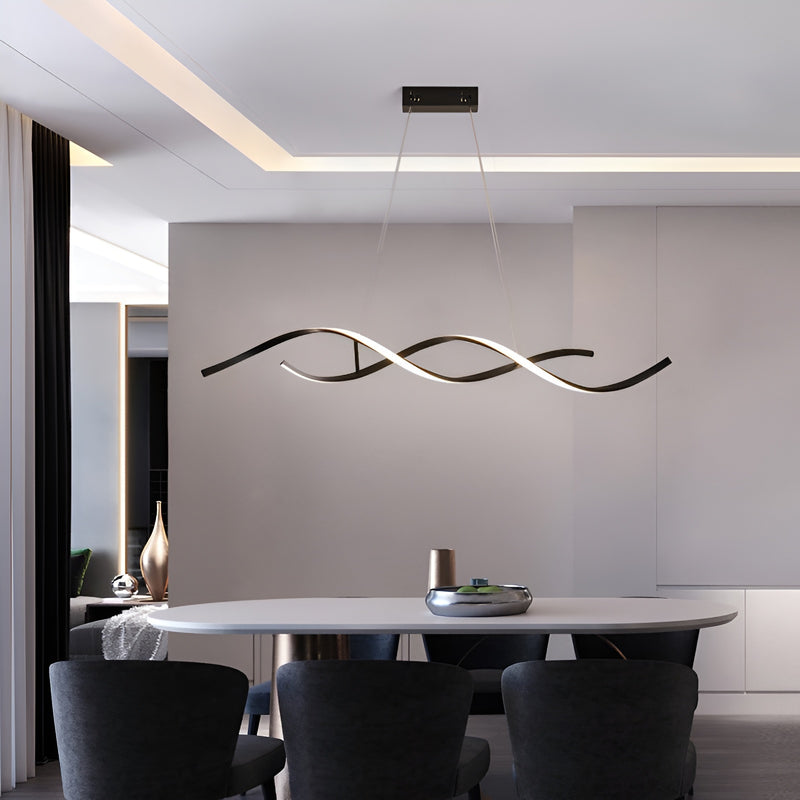 Підвісна люстра чорна світлодіодна хвиляста L-100 cm / L-120 cm Led Gemo Wave Black 230618-100002211