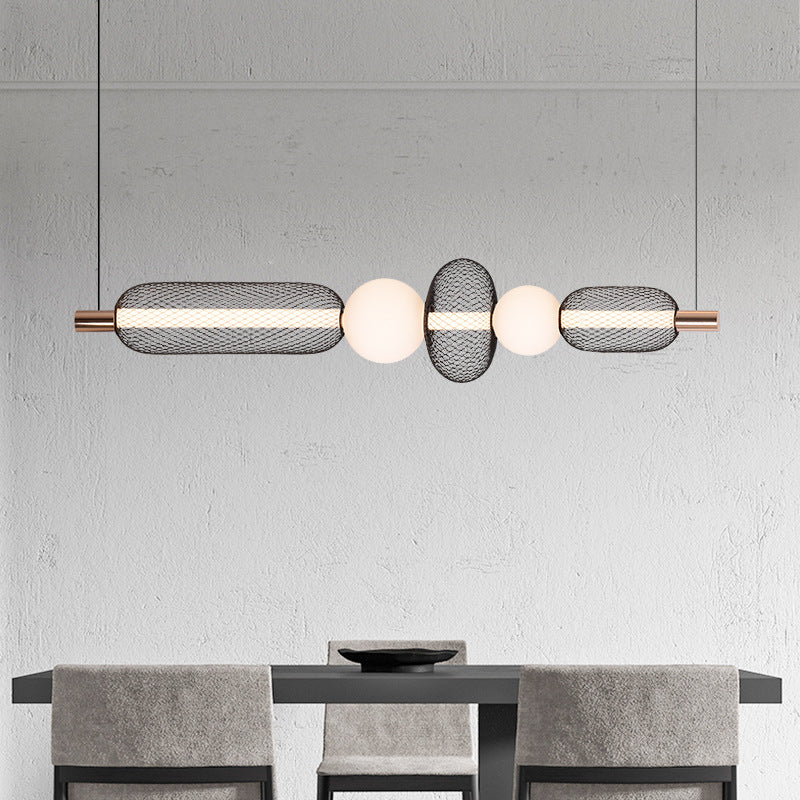 Підвісна люстра L-88 cm Led 23W 3000-6000K Black+White Mesh 251135-100006609