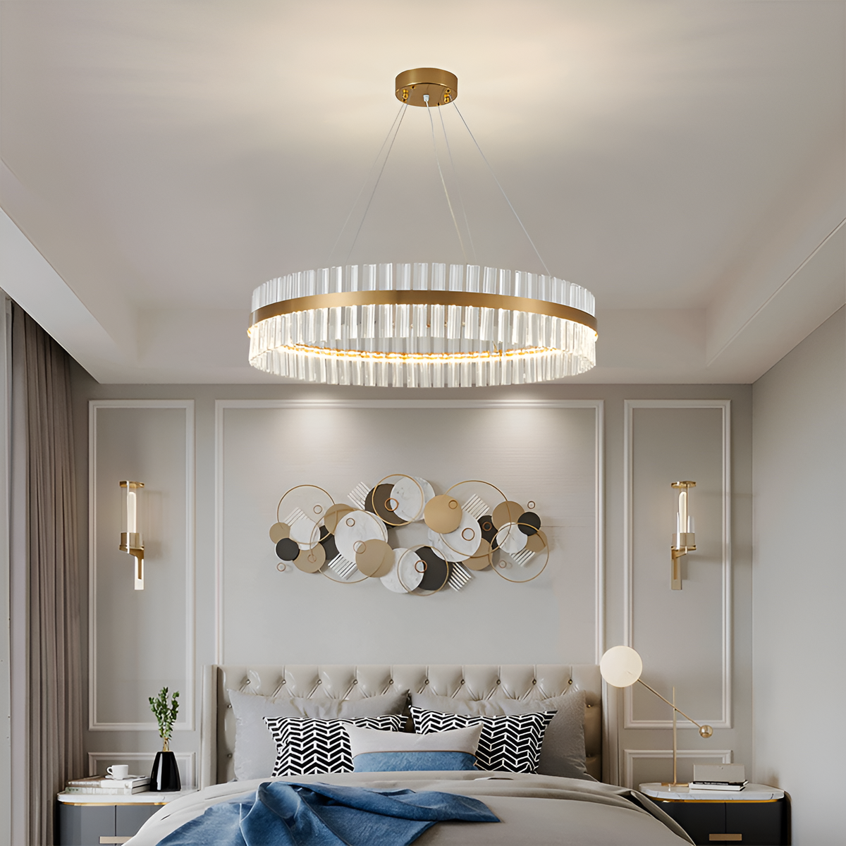 Підвісна люстра золота D-60 cm / D-80 cm Led Gold Glass circle 250935-100005922