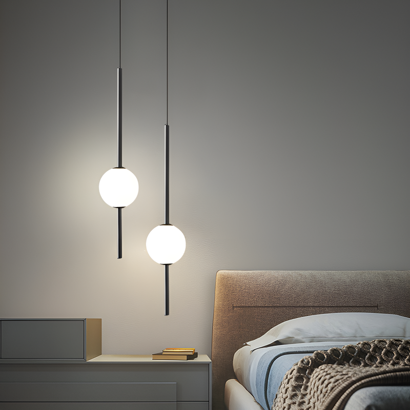 Підвіси подвійні чорні / золоті з кулею D-12 cm 20W Led 4000K Black/Gold Vertical tubes 2 231158-100002757