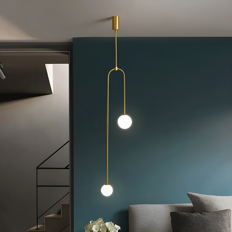 Підвісний світильник золотий з білими плафонами H-118 cm G9*2 W-26 cm Gold Faro Bollo 250666-100005315
