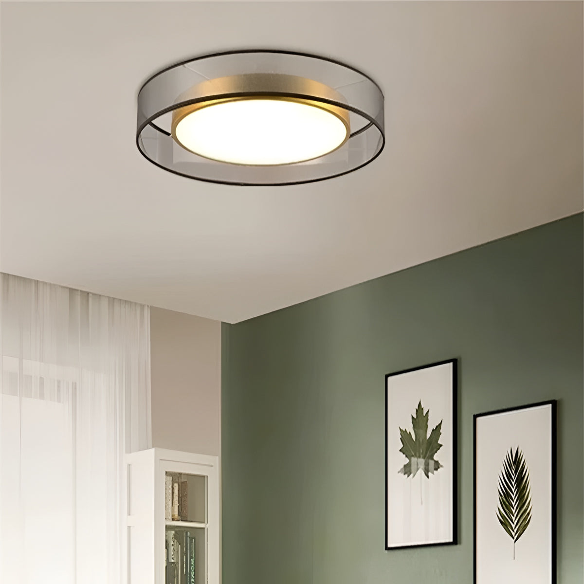 Стельова люстра кругла D-40 cm Led Black+Gold Double level 250835-100005882