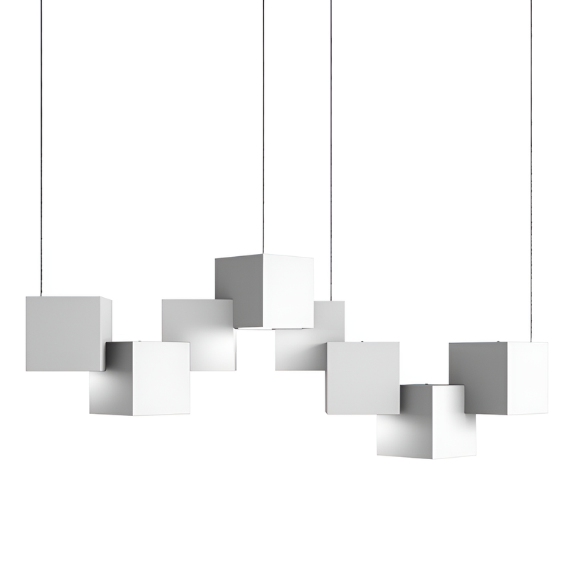 Люстра біла підвісна геометрична куби L-70cm Led 52W White Cube x8 250618-100005234