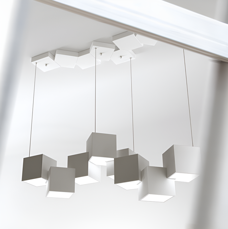 Люстра біла підвісна геометрична куби L-70cm Led 52W White Cube x8 250618-100005234
