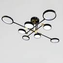 Люстра стельова чорна з золотом L-117 cm Led 80W Black+Gold Супутник Rings 250835-100005731