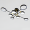 Люстра стельова чорна з золотом L-117 cm Led 80W Black+Gold Супутник Rings 250835-100005731
