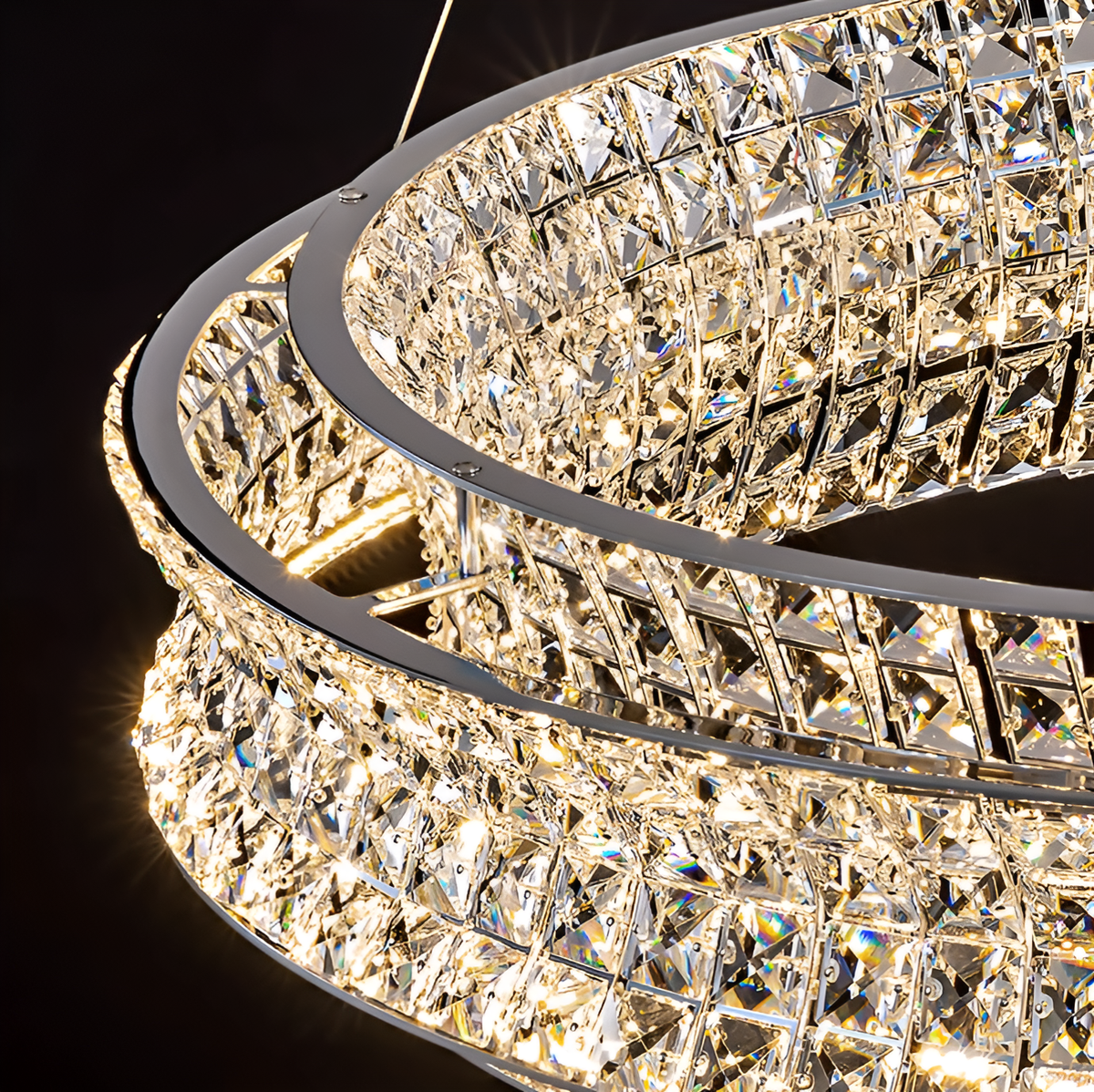 Люстра підвісна з хромованим корпусом та кришталевим плафоном D-80cm Chrome Premium Crystal Circle 250617-100005083