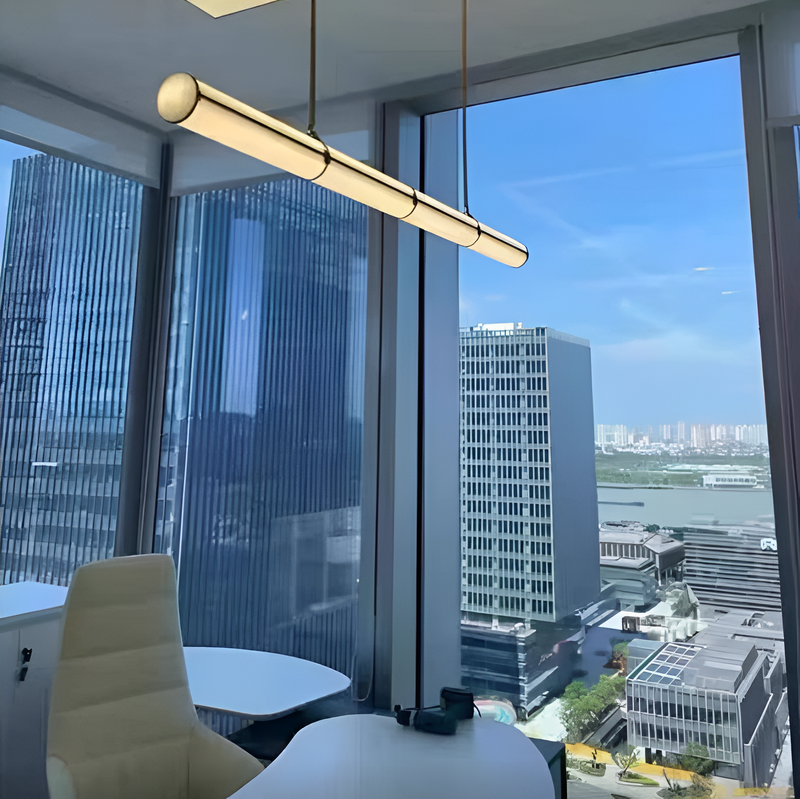 Підвісна люстра чорна з 3-х розмірах L-128/150/210 cm Led White+Black Tube long 250958-100005923