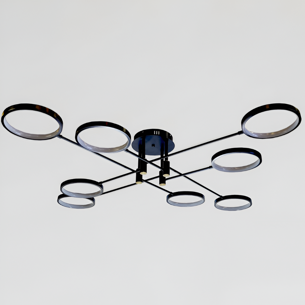 Люстра чорна на 8 кілець L-138 cm H-21 cm Led 60W Black Satellite 250835-100005888