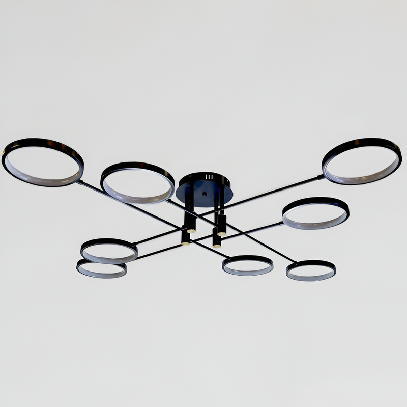 Люстра чорна на 8 кілець L-138 cm H-21 cm Led 60W Black Satellite 250835-100005888