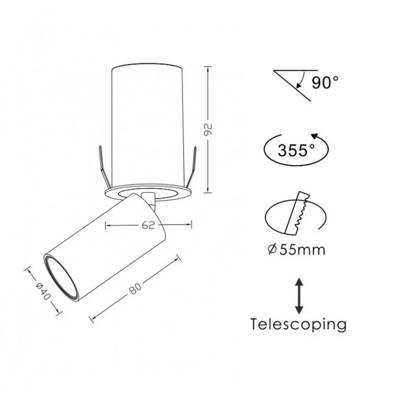 Точковий світильник врізний білий з регулюванням Led 8W 3000K White 251001-100006249