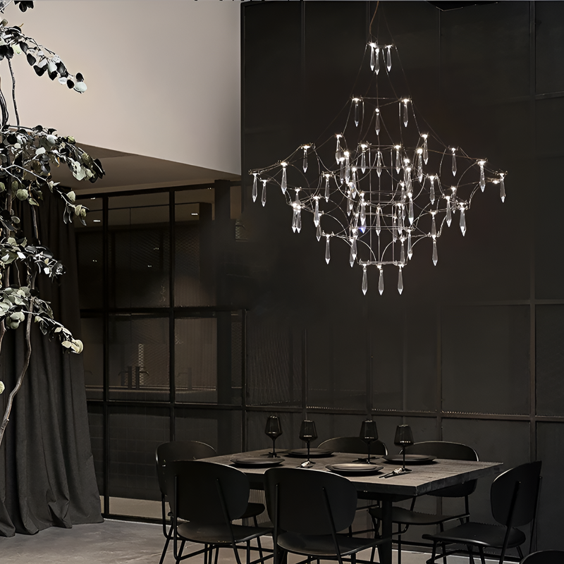 Люстра підвісна срібна з кристалами D-60 cm / D-80 cm Led Chrome Rain 250718-100005677