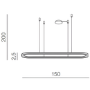 Люстра підвісна чорна видовжена овальна L-150 cm Led 60W 3000K Oval Black 250702-100005663