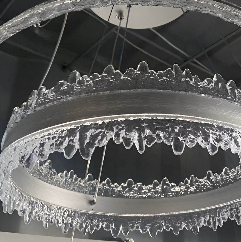 Підвісна подвійна люстра срібна брашована світлодіодна D-40+60 cm Led 248W Silver Ice 250819-100005890
