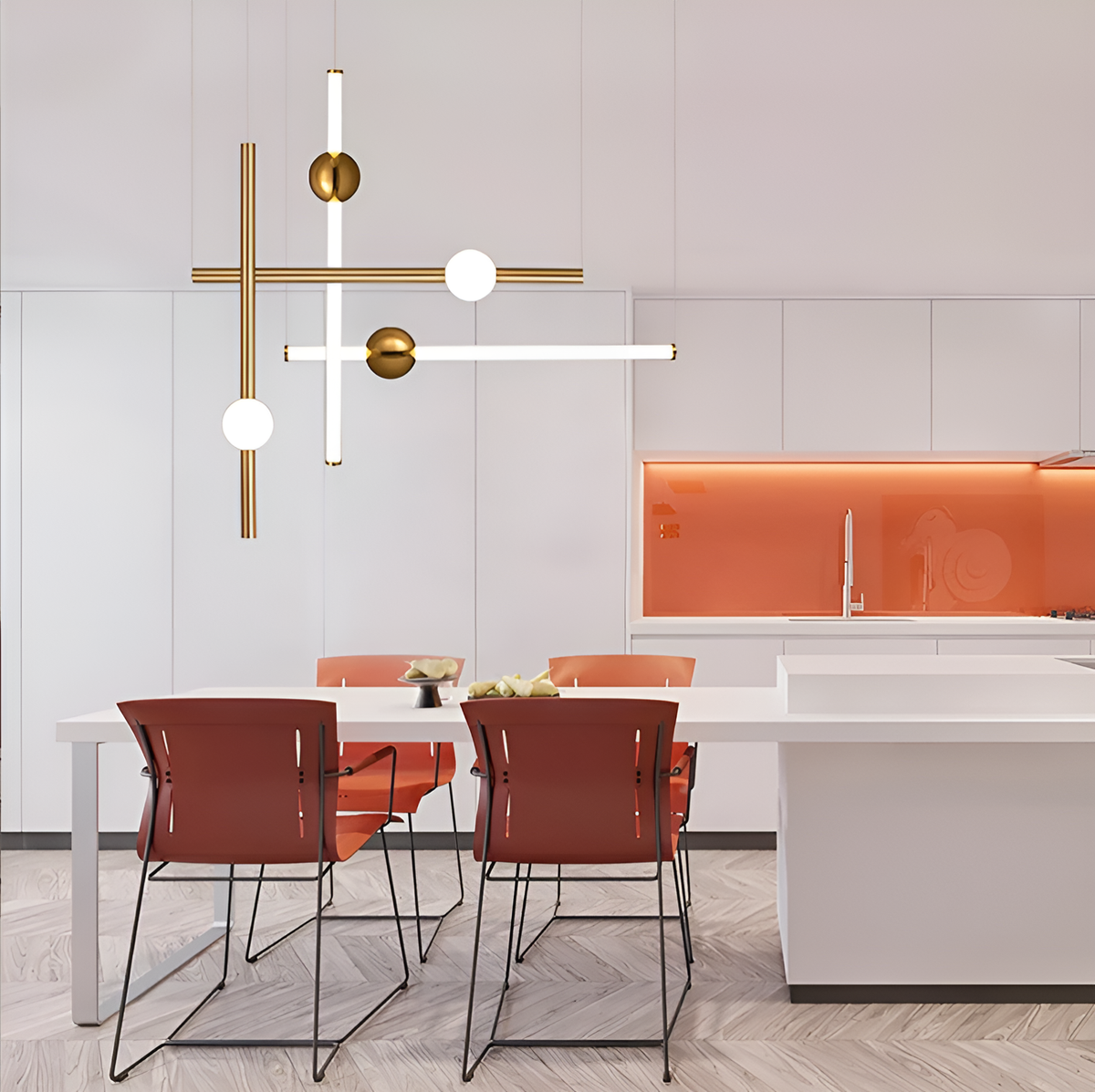 Підвісні люстри L-60 cm / L-90 cm Led 7W Gold Horizontal tubes 250518-100004853