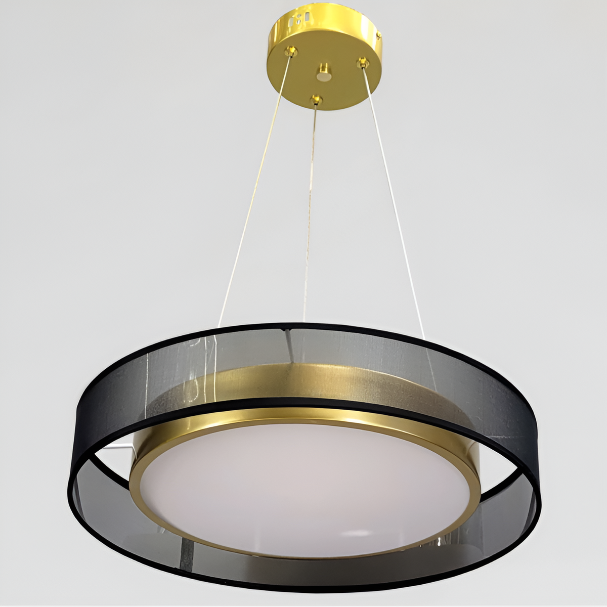 Підвісна люстра кругла D-40 cm Led Black+Gold Double level 250835-100005883