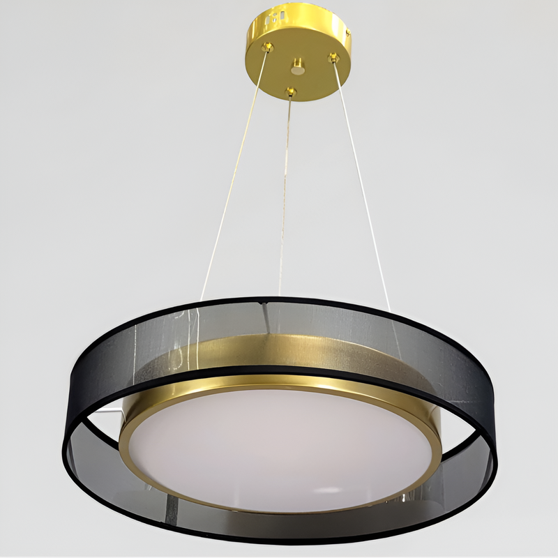 Підвісна люстра кругла D-40 cm Led Black+Gold Double level 250835-100005883