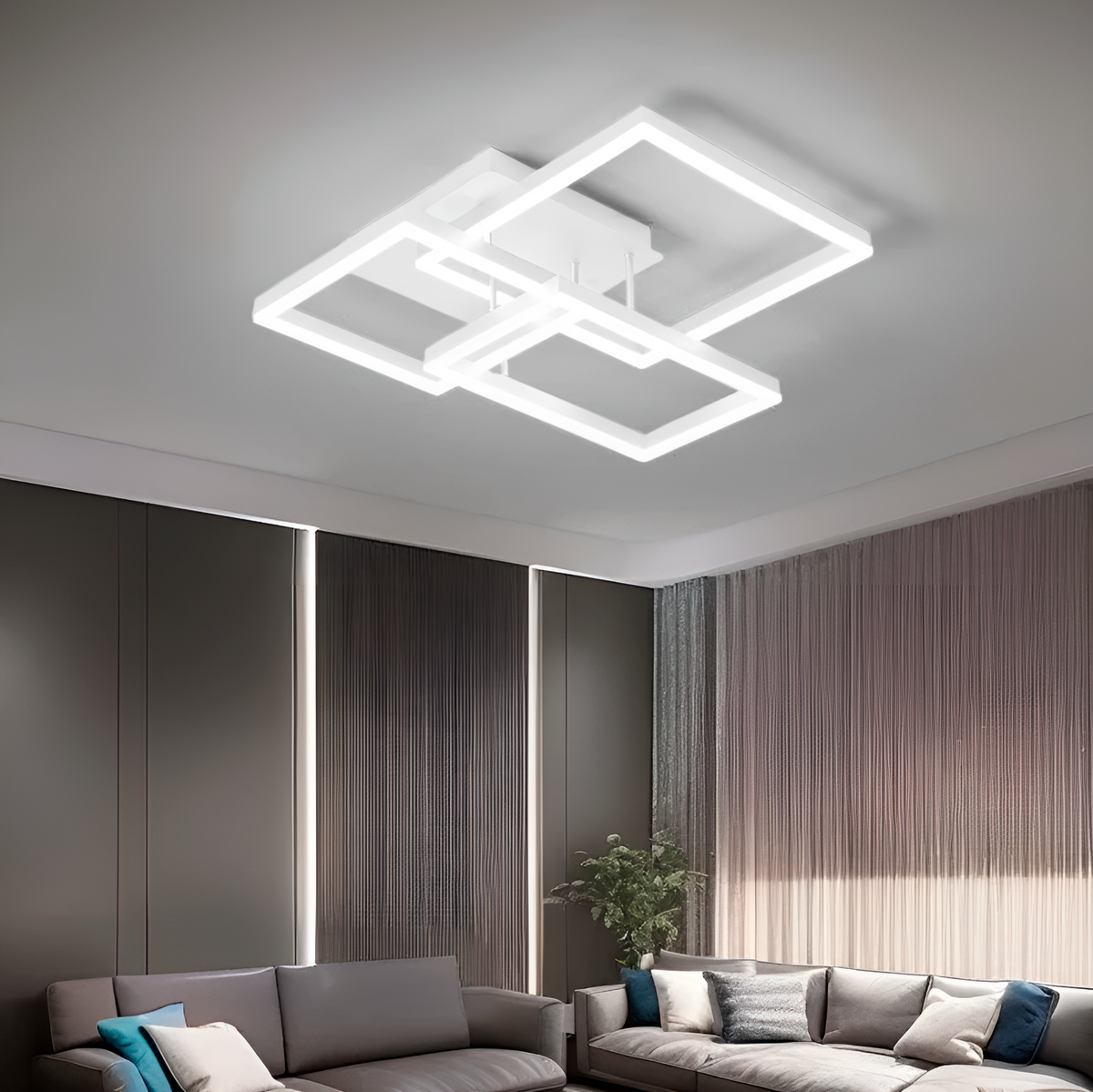 Люстра стельова з пультом Squares and rectangle L-73 Led 120W 3000K-6000K Silver / Gold / Coffee / White 240419-100003235