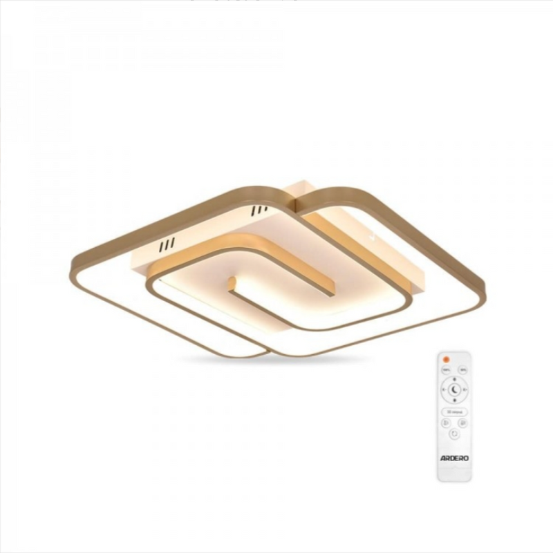 Ультратонка стельова золота люстра з пультом керування L-42 cm Led 80W Gold Double geometry 250864-100005732
