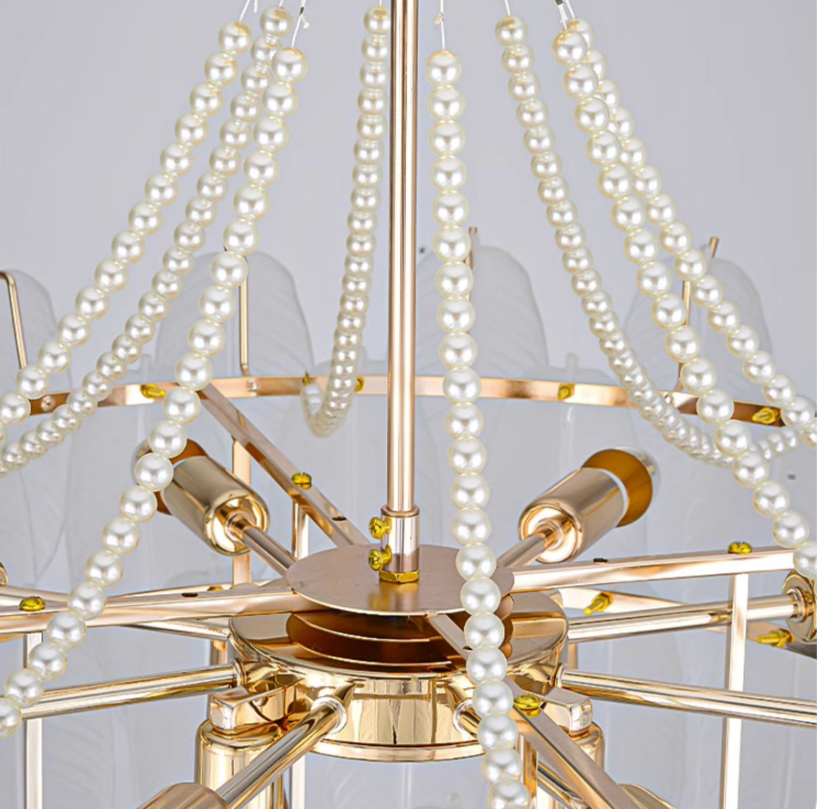Люстра підвісна Pearl D-50cm Е14х6 White+Gold 250635-100005189