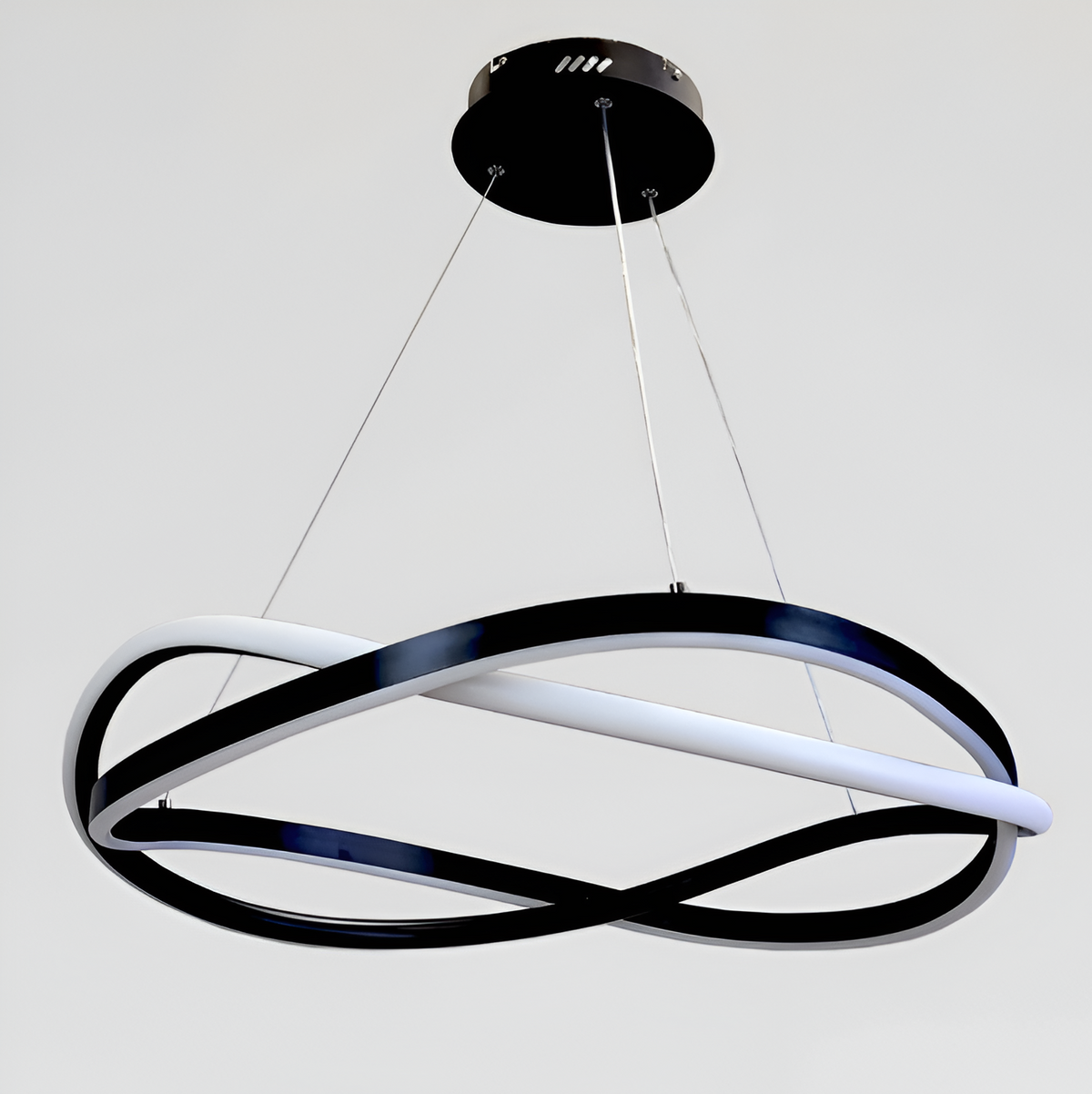 Підвісна люстра чорна хвиляста з пультом D-60 cm Led 85W Black Wavy 250835-100005886
