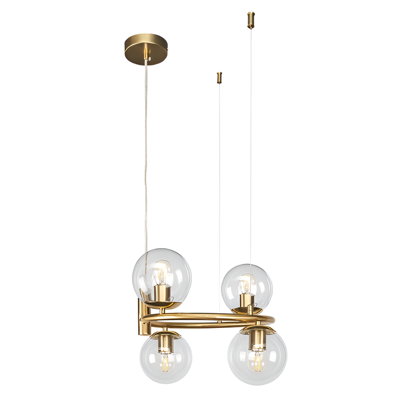 Люстра підвісна золота з прозорими плафонами D-41 cm E27*4 Gold+Clear Bubbles 250731-100005635