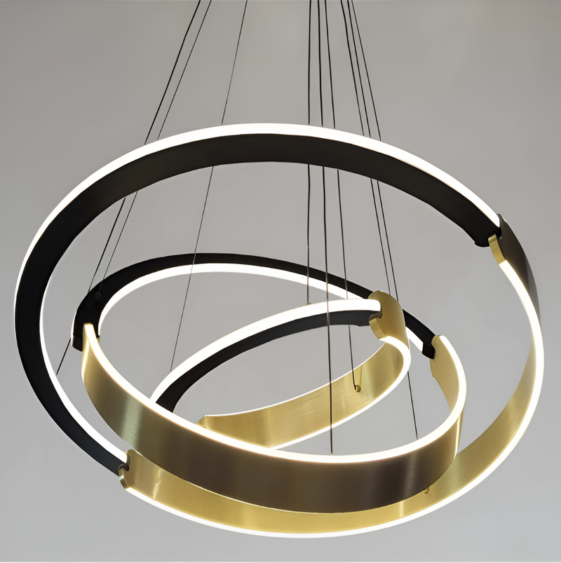 Підвісна потрійна люстра кругла Led Black+Gold Orbits 250835-100005884