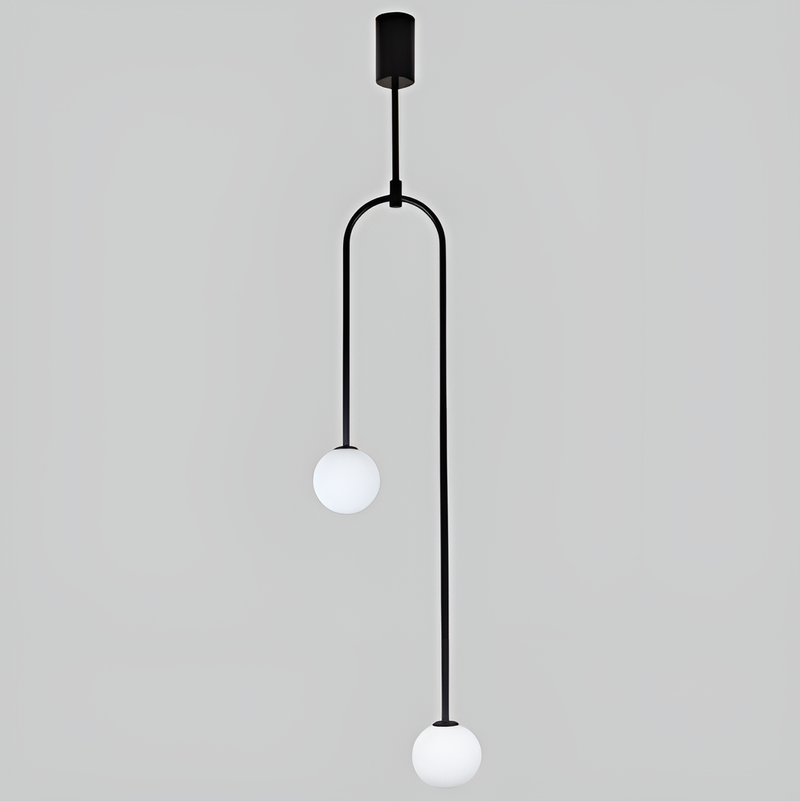 Підвісний світильник чорний з білими плафонами H-114 cm G9*2 W-25 cm Black Faro Bollo 250631-100005364