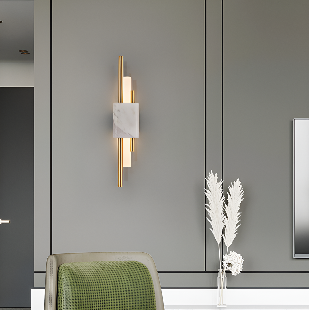 Настінний світильник бра білий мармур з золотом H-45.5 cm Tico Led Tubes Gold+White 250647-100005380