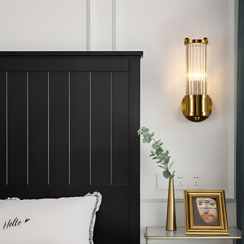 Бра золотий зі скла E14 H-28cm Gold Torch Lamp 250558-100004916