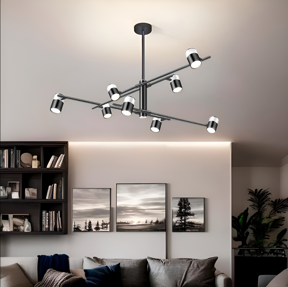 Люстра Spoon 8 L-101 см GU10x8 Black + Chrome 250419-100004428