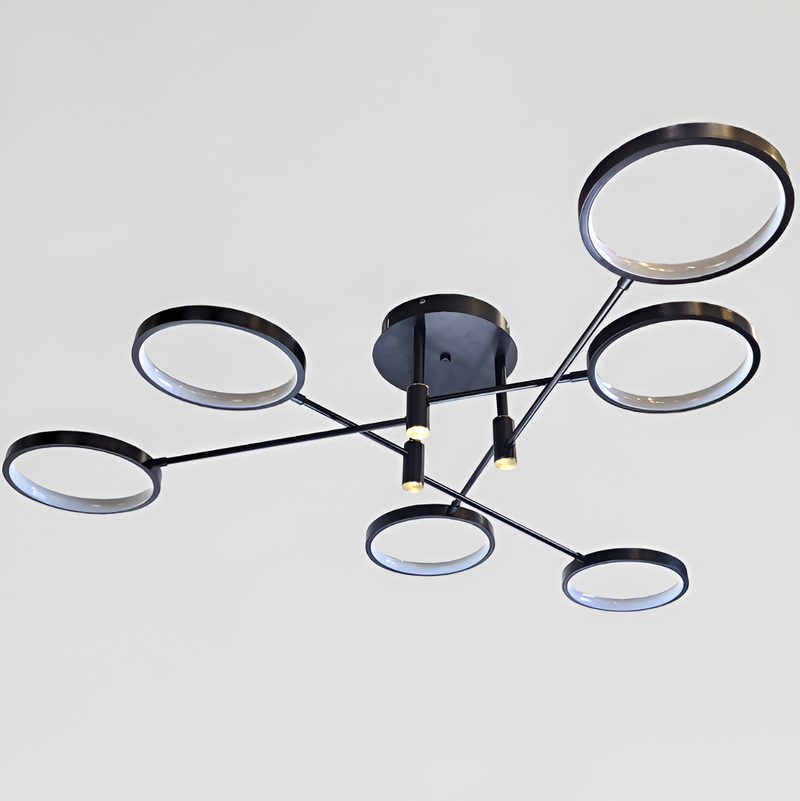 Люстра чорна на 6 кілець L-95 cm H-20.7 cm Led 45W Black Satellite 250835-100005887