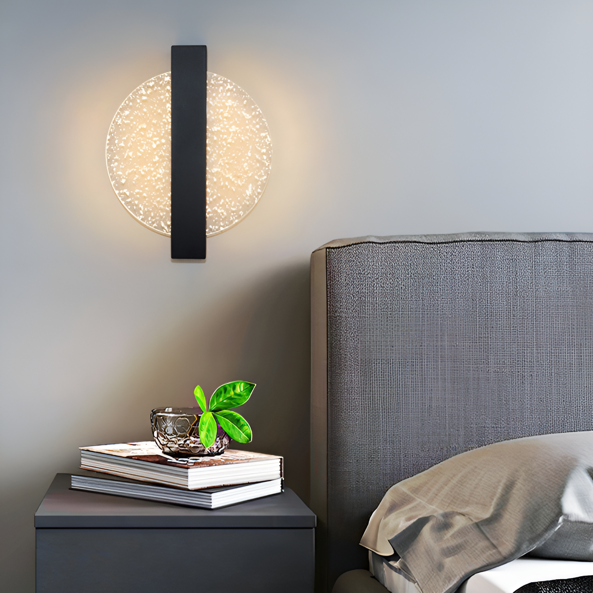 Настінний світильник чорний з прозорим з золотом D-20cm H-25cm Led 6W Clip Clear Black 250619-100005253