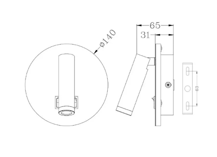 Бра з вимикачем на корпусі Bun Circle 10W D-14 cm 4000K  White 250476-100004340