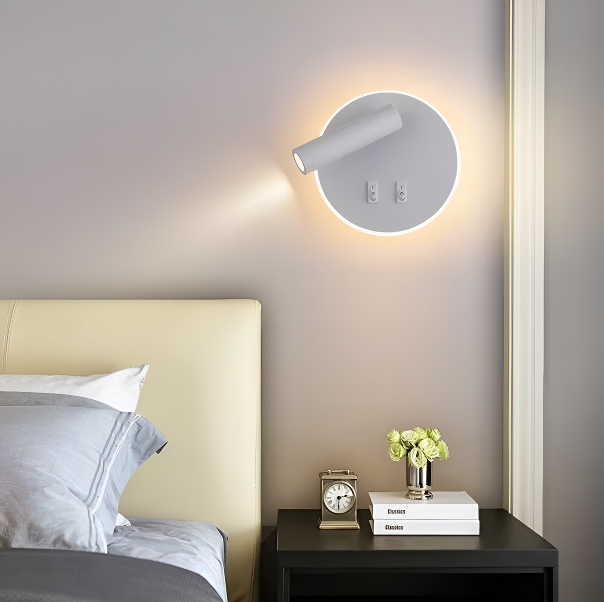 Бра з вимикачем на корпусі Bun Circle 10W D-14 cm 4000K  White 250476-100004340