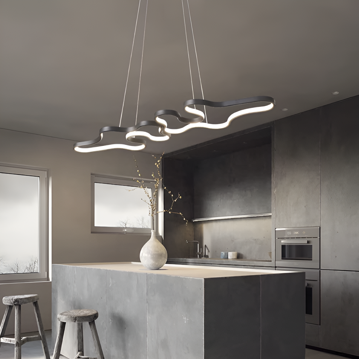 Люстра чорна L-98cm Led 90W 3000K-6000K Black Wave 250518-100004723