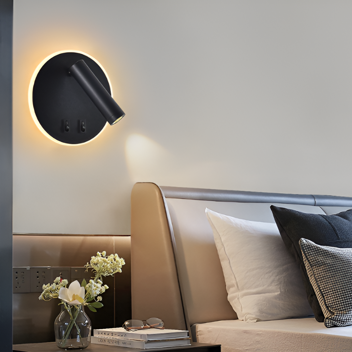 Бра з вимикачем на корпусі Bun Circle 10W D-14 cm 4000K Black 250476-100004341