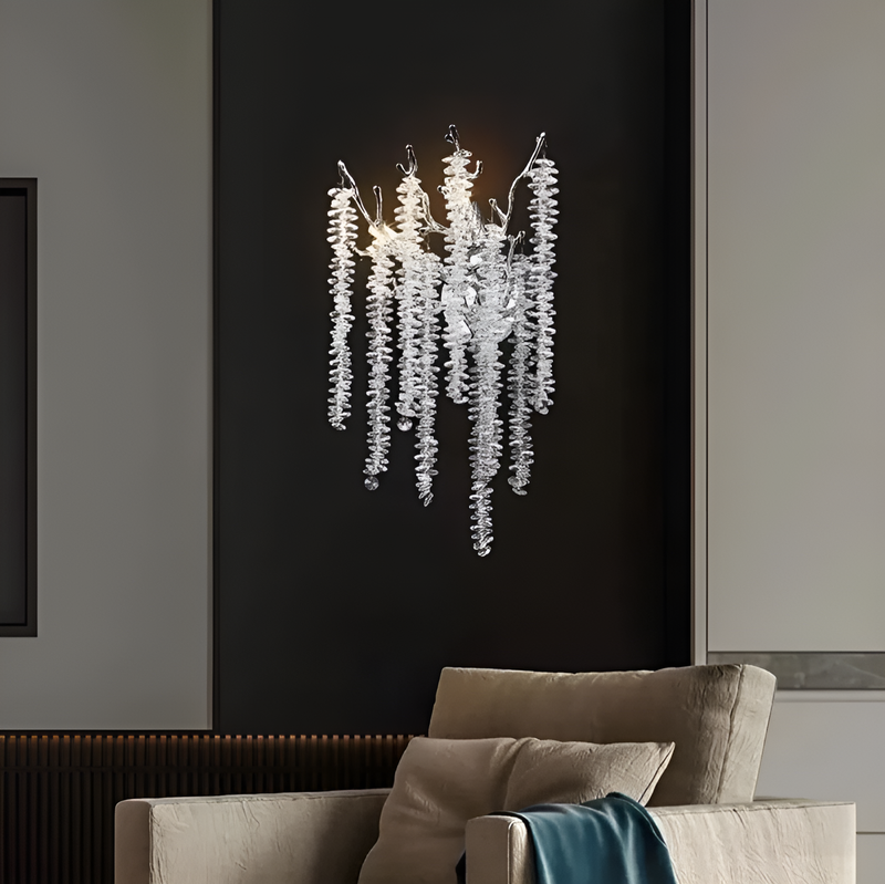 Настінний бра срібний з круглими матовими підвісами H-50 cm G9 Chrome Tree 250818-100005749