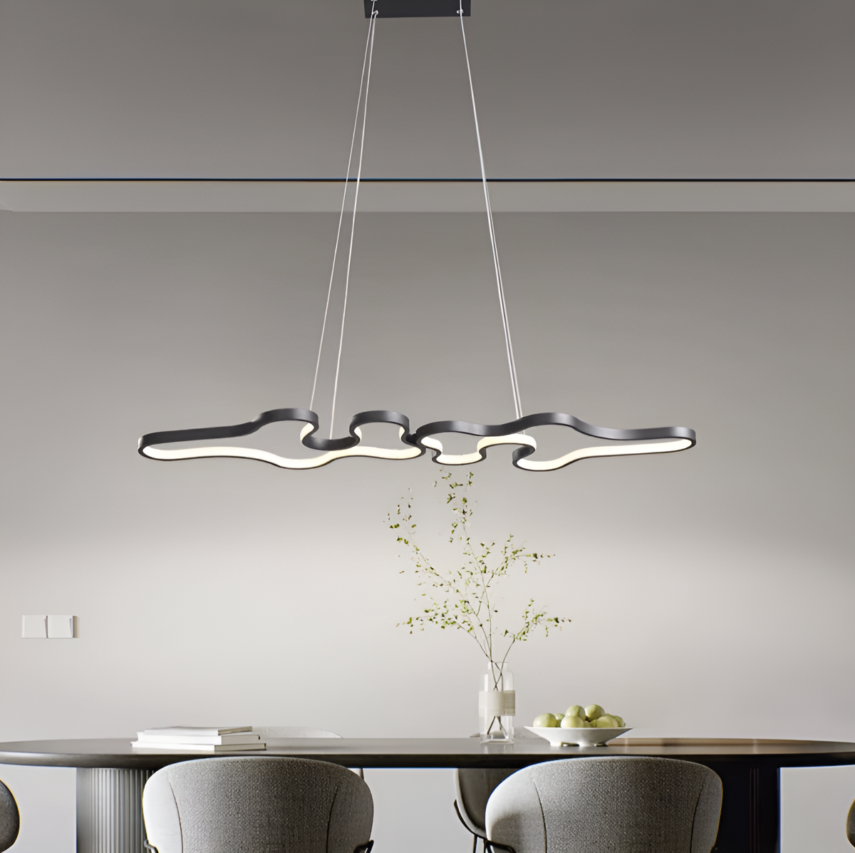 Люстра чорна L-98cm Led 90W 3000K-6000K Black Wave 250518-100004723