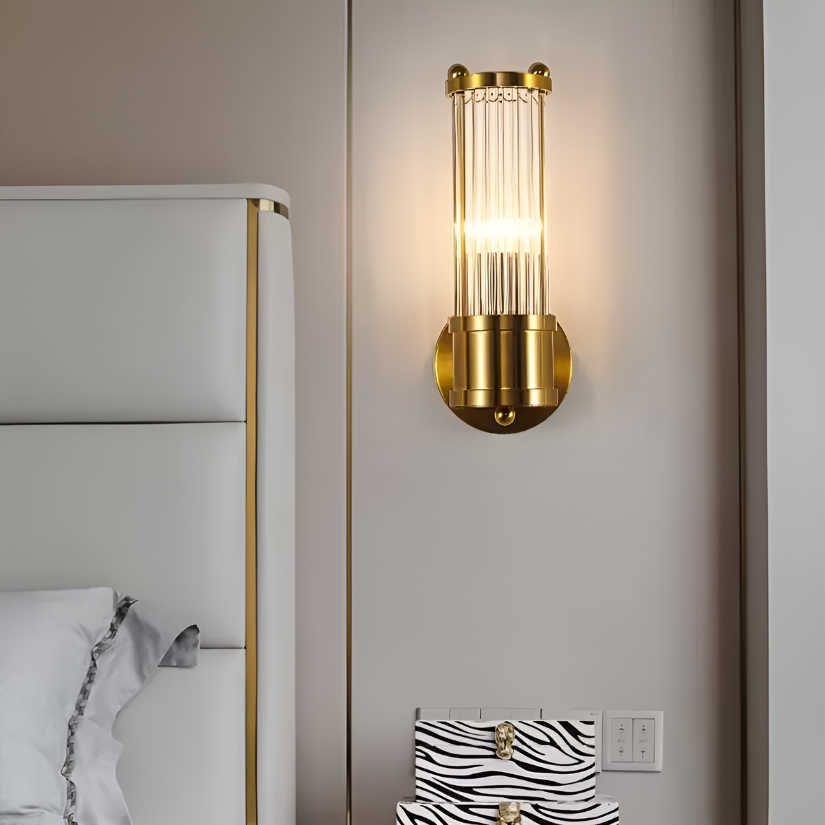 Бра золотий зі скла E14 H-28cm Gold Torch Lamp 250558-100004916