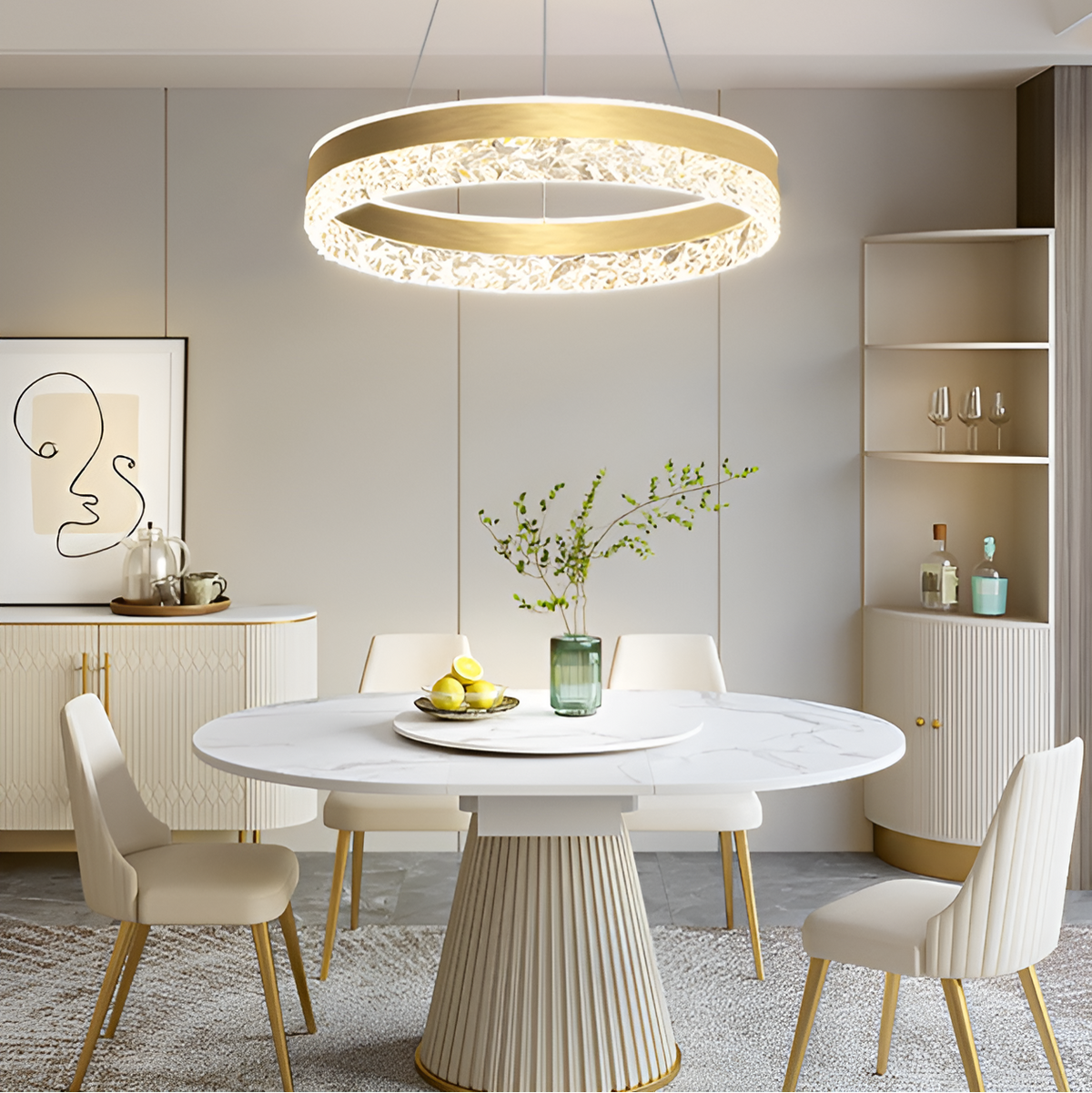 Люстра золота з кришталевим плафоном D-50 cm Led 72W Circle Gold 3000K-6000K 250488-100004512