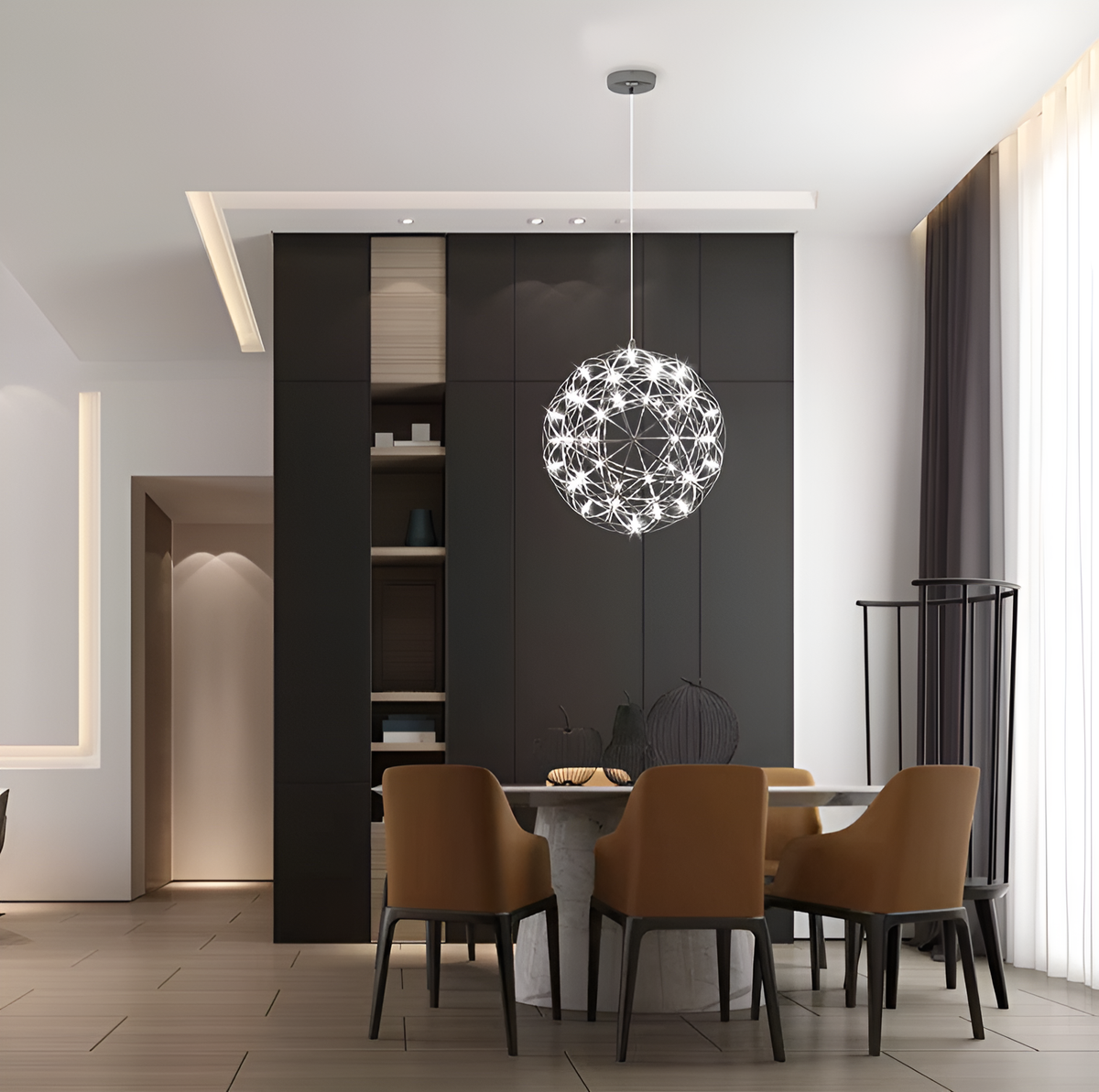 Люстри срібні D-40cm / D-60cm Led 4000K Silver Sphere 250518-100004839